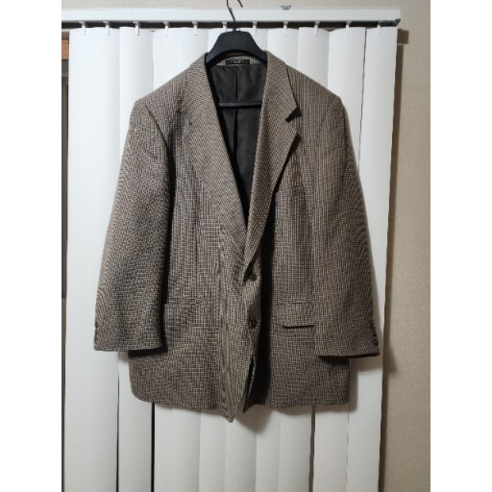 Petrocelli‎ Men's Brown Jacket Blazer Sz 52R Tweed 100% Wool 2 Button
